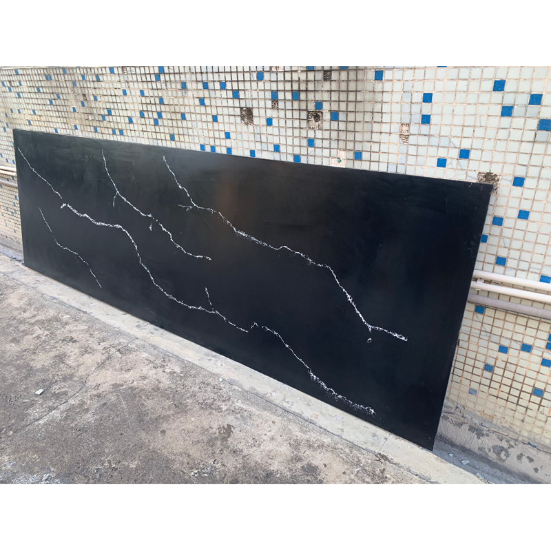  Black Calacatta Big Slab Stain Resist Solid Surface Marble Sheet For Kitchen Cabinet