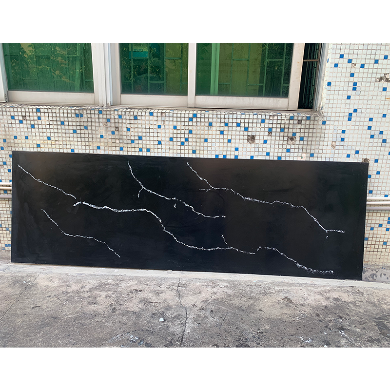  Black Calacatta Big Slab Stain Resist Solid Surface Marble Sheet For Kitchen Cabinet