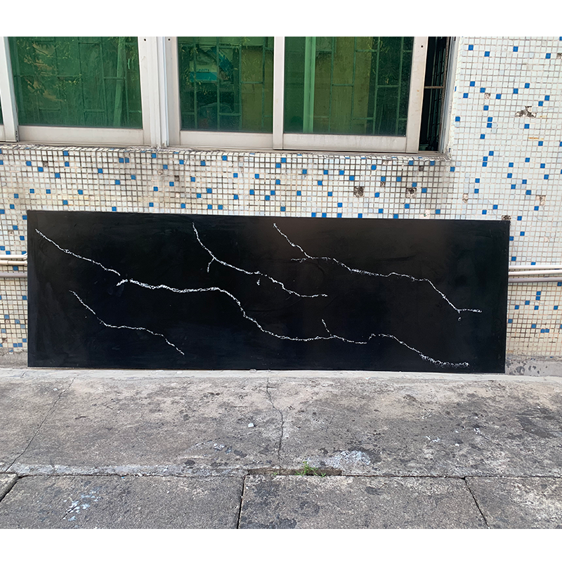  Black Calacatta Big Slab Stain Resist Solid Surface Marble Sheet For Kitchen Cabinet