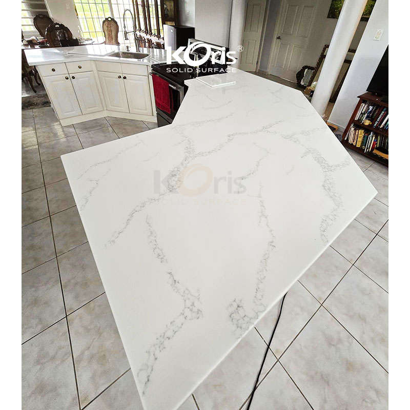 white marble kitchen countertop